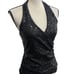 VTG Y2K Bebe Black Sequin Sparkly Wrap Tie Back Going Out Halter Top M