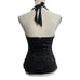 VTG Y2K Bebe Black Sequin Sparkly Wrap Tie Back Going Out Halter Top M