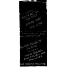 Bliss Musky Lodge Boulder Junction Wisconsin Vintage Matchbook Cover SF4-Y1