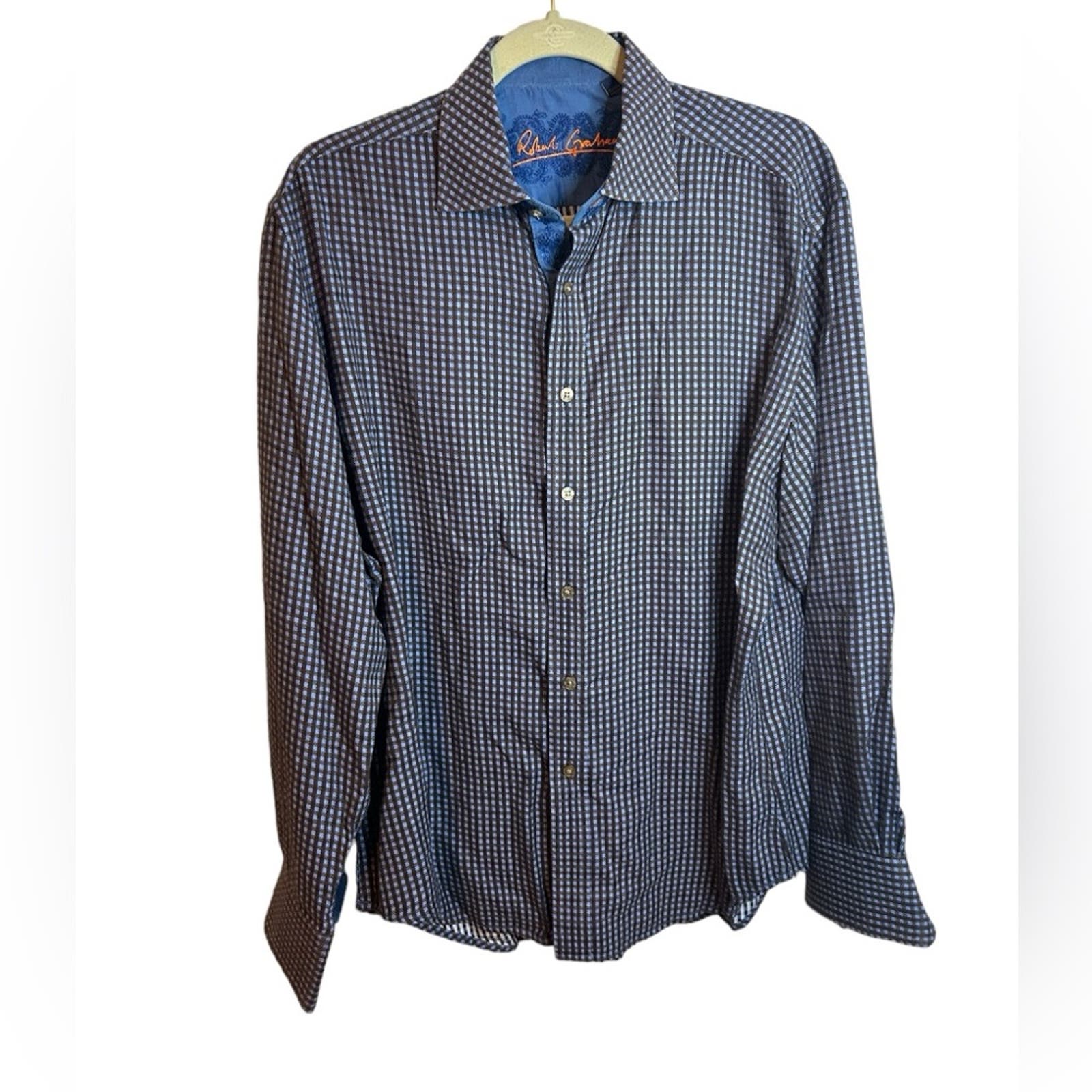 ROBERT GRAHAM PURPLE & BROWN CHECKERED BUTTON DOWN