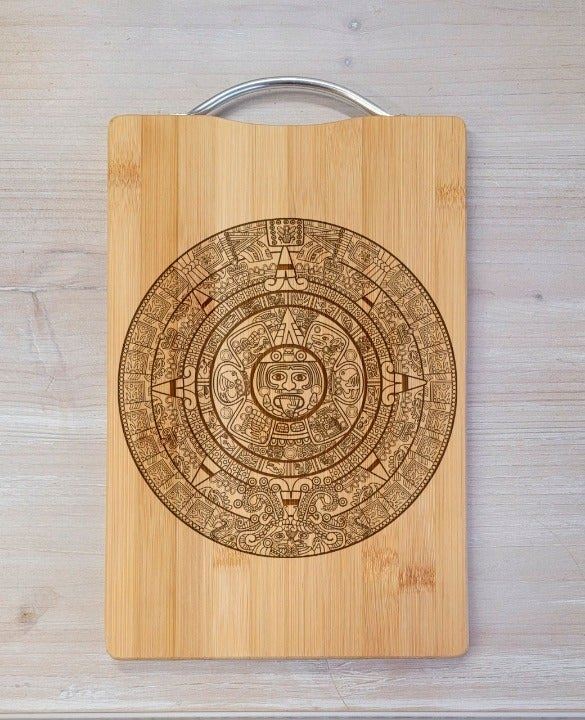 Aztec Calendar Laser Engraved Cutting Board