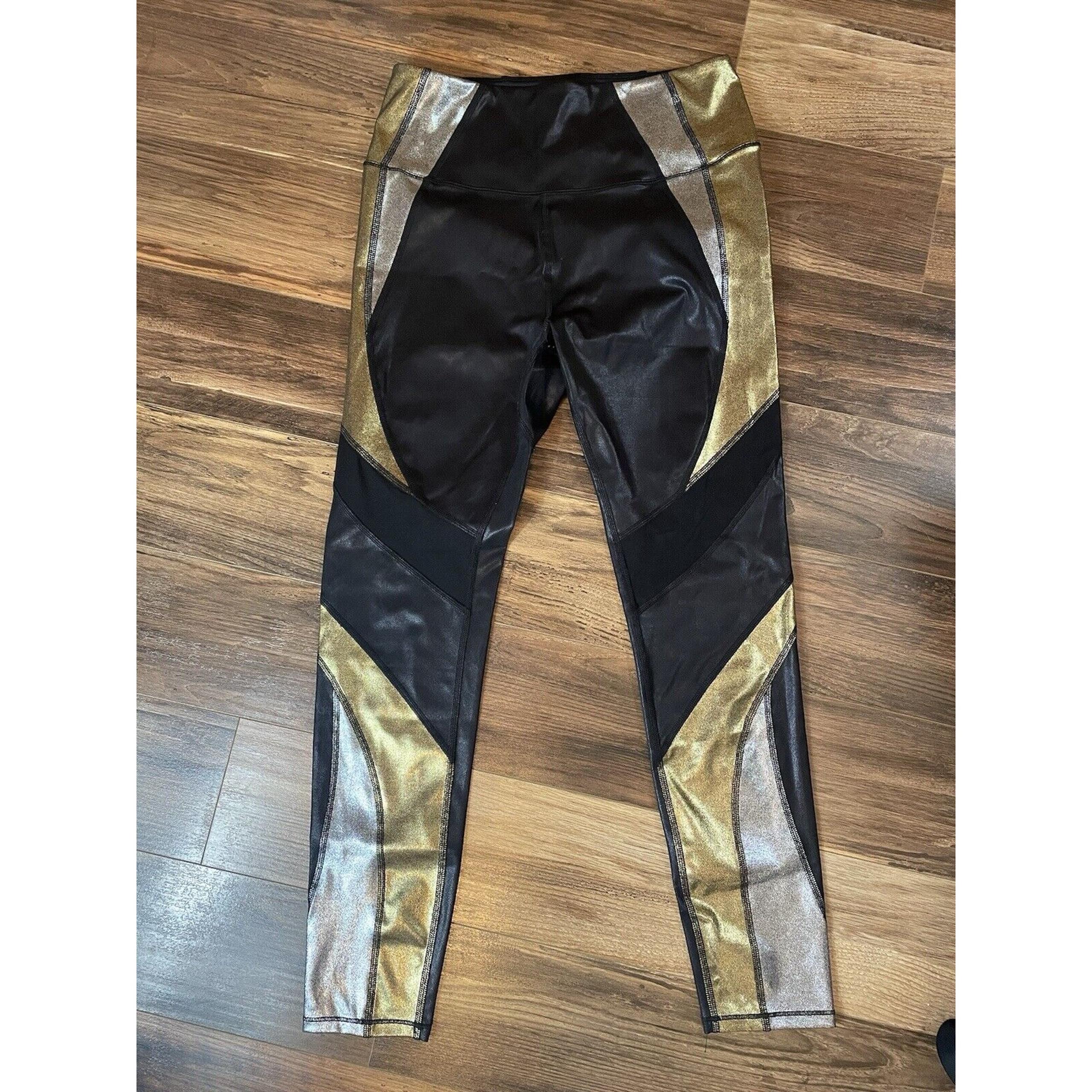 Good American Womens Size 4 Leggings Black Metallic Mesh Curve Athletic XL