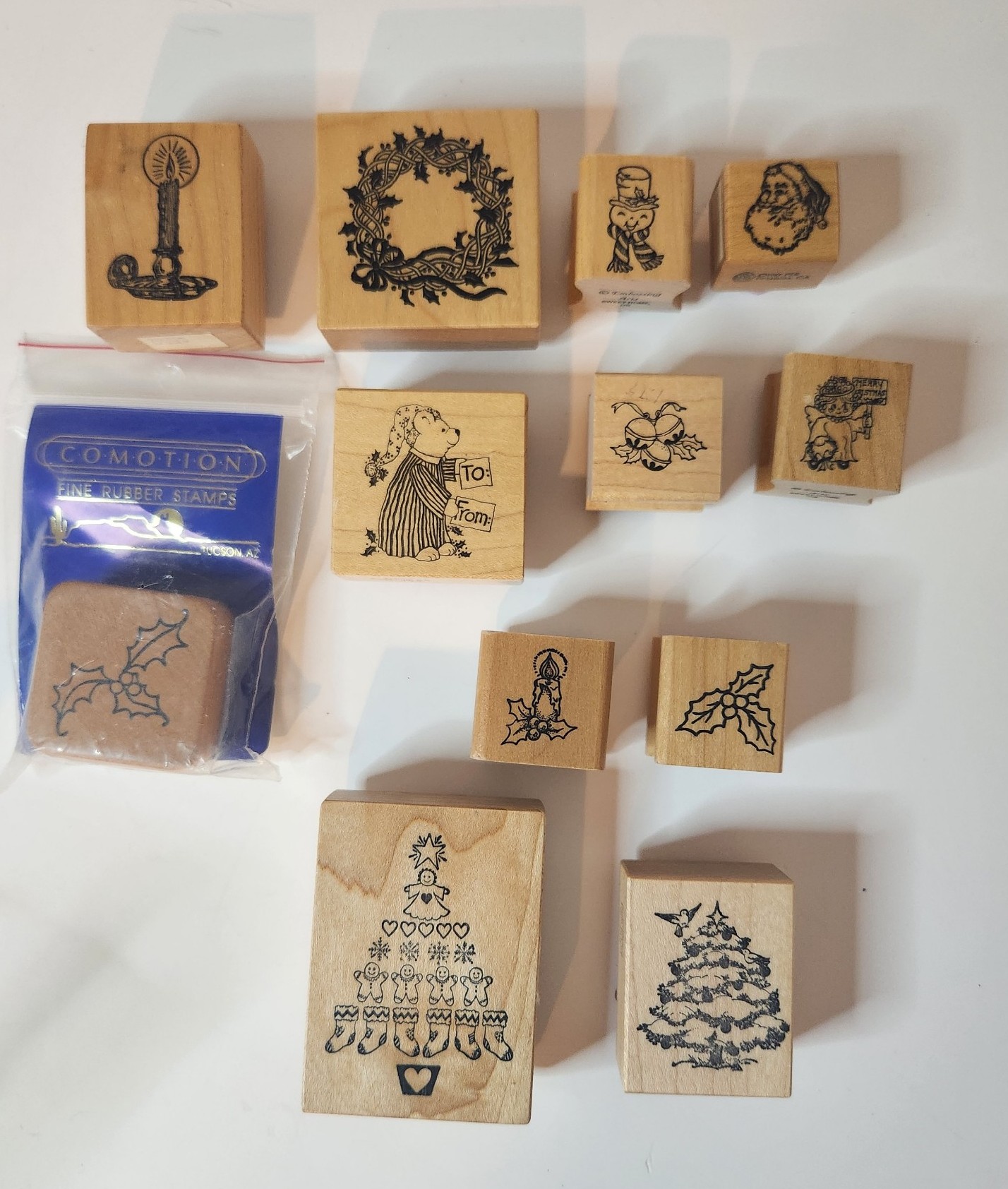 Vintage Christmas Rubber Stamps lot of 12