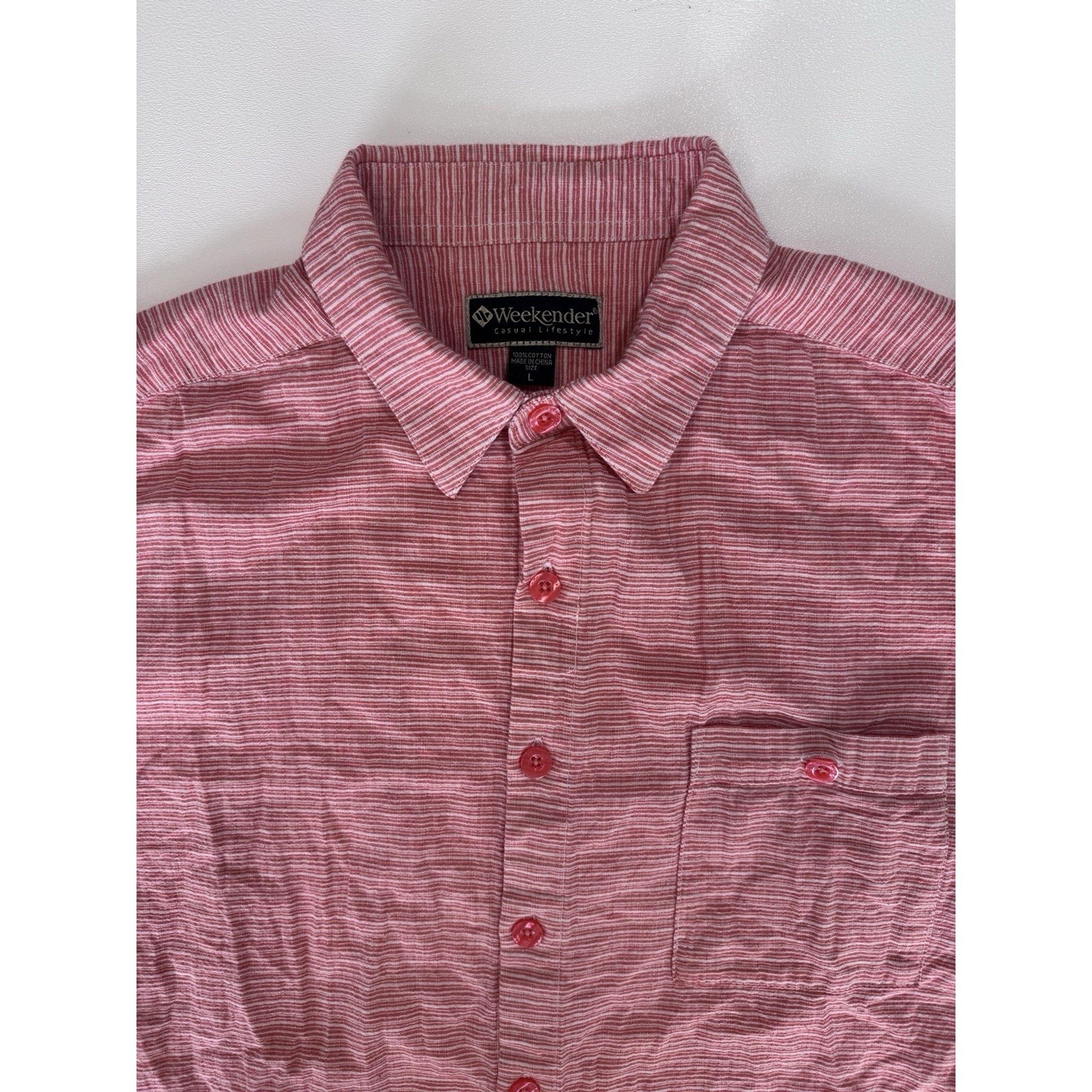Weekender men' casual lifestyle orange button up one pocket shirt size large