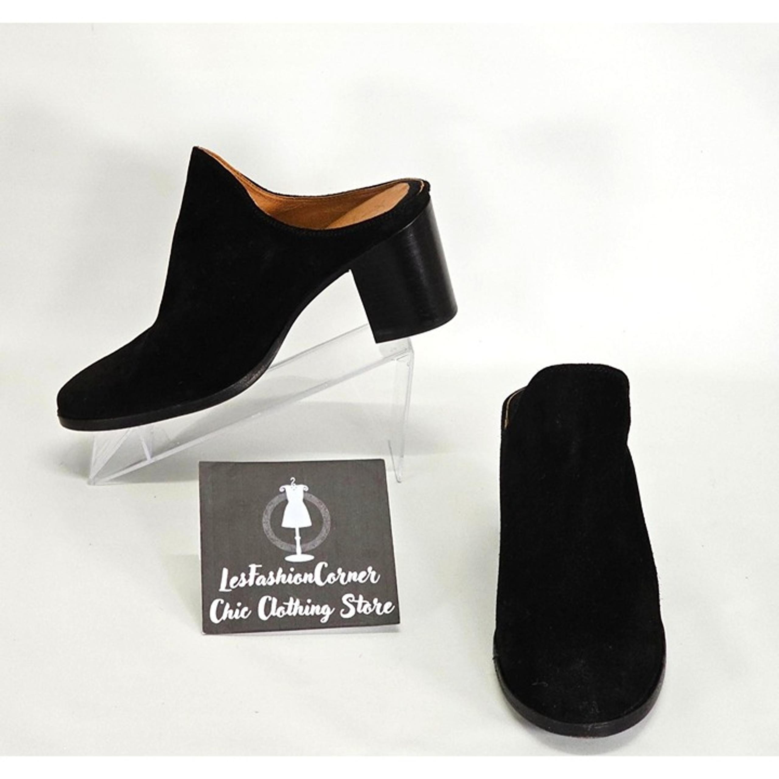 Frye Women's Black Suede Square Heeled Naomi Mules Size 7.5 1998