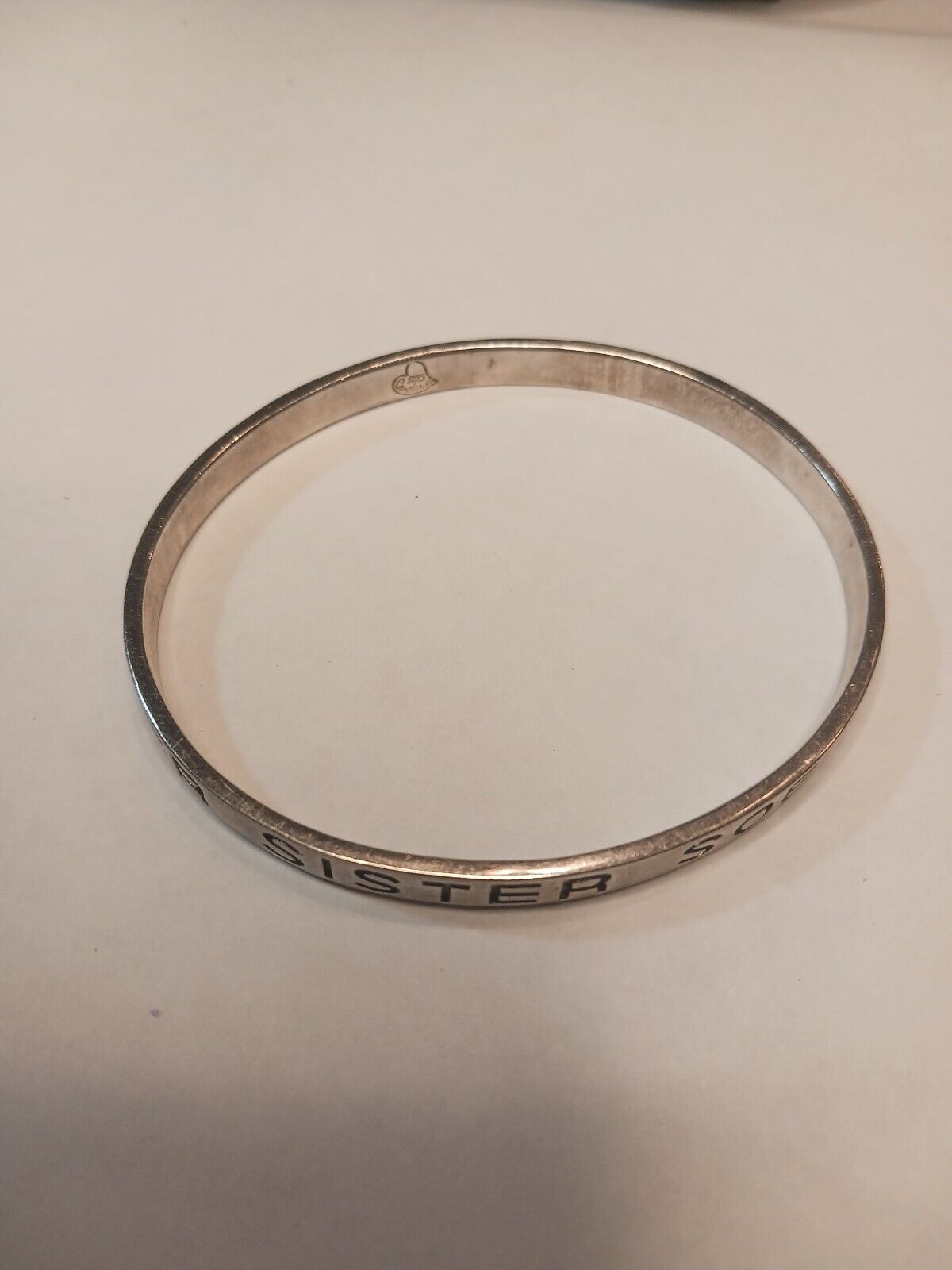 Vintage Coro Sterling Silver .925 Bangle Bracelet 21.05g Engraved SISTERS (6)