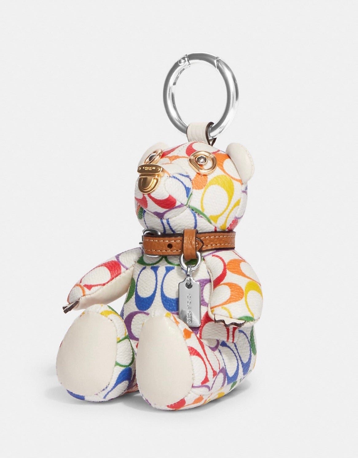 Coach Bear Bag Charm In Rainbow Signature Canvas