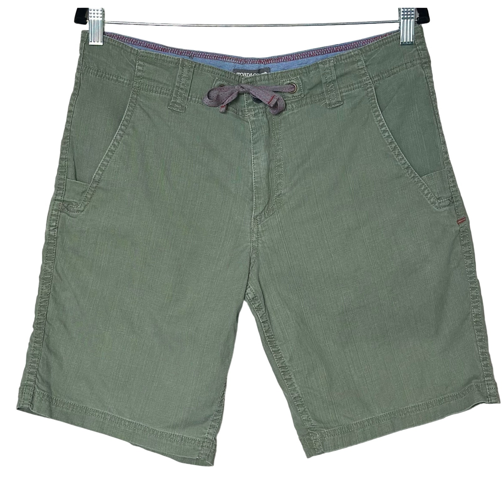 Toad & Co Mens Size 33 Green Benchmark Shorts Pockets Drawstring Inseam 9