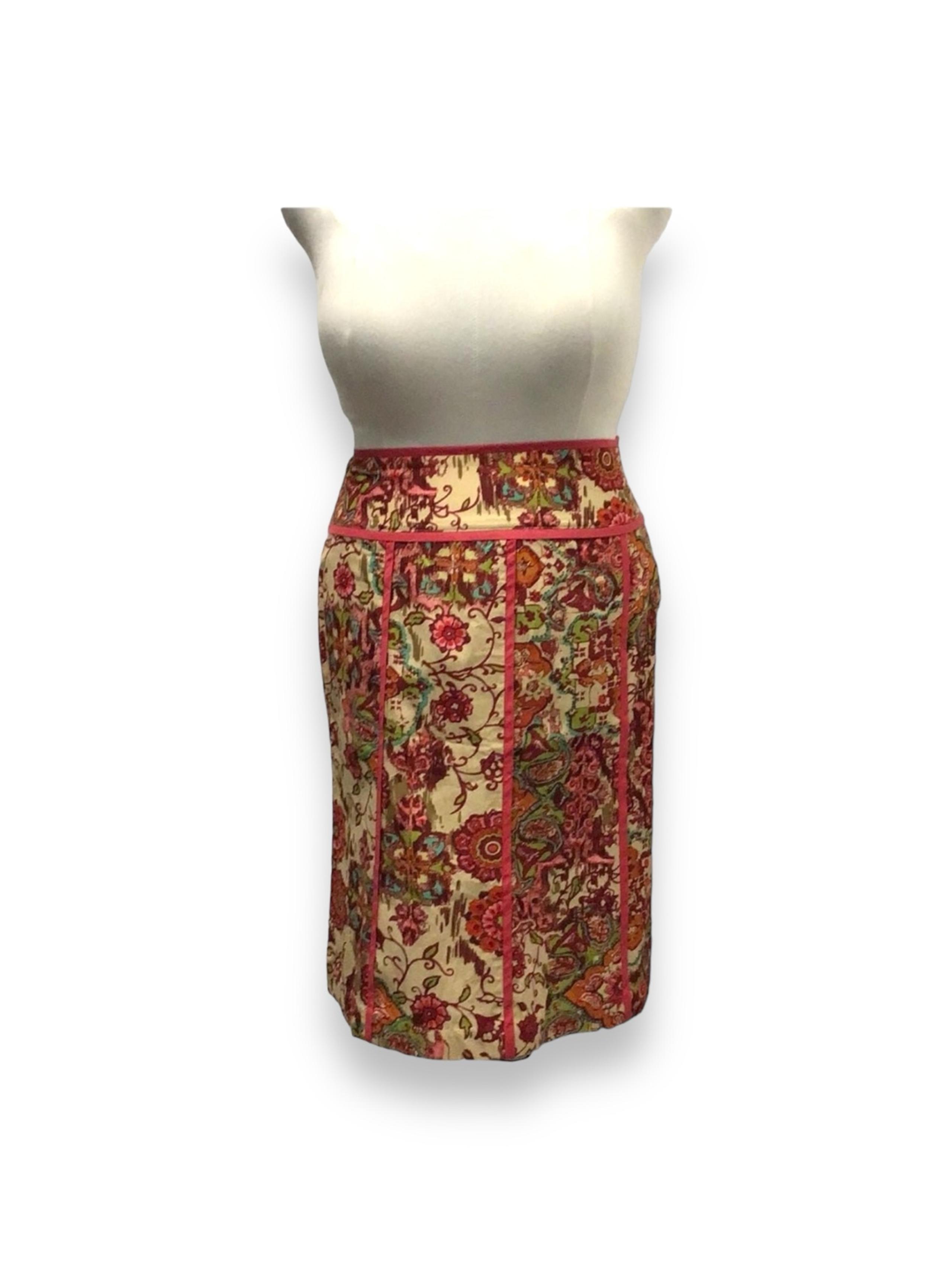 Bandolino Women’s Knee Length A-Line Skirt, Multicolor Abstract Paisley, size 10