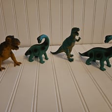 Dolgen dinosaur toys 1 trex, 1 allosaurus, and 2 brachiosaurus