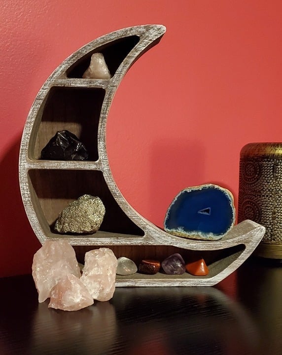 Wooden Crescent Moon Display Shelf