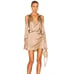 Ser.O.Ya Shea Silk Mini Dress Champagne Cold Shoulder Size Small Nwt