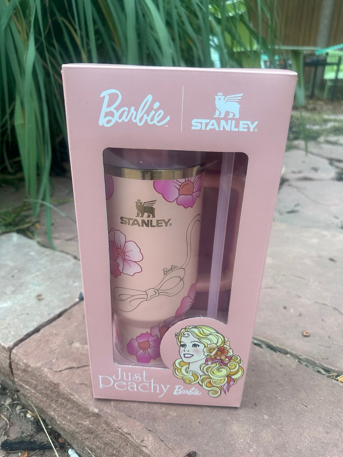 Barbie x Stanley Tumbler Just Peachy Floral Ribbon Peach 40 oz Quencher New