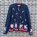 Vintage Y2K Tiara International Jolly Santa Cardigan Sweater Christmas Winter XL