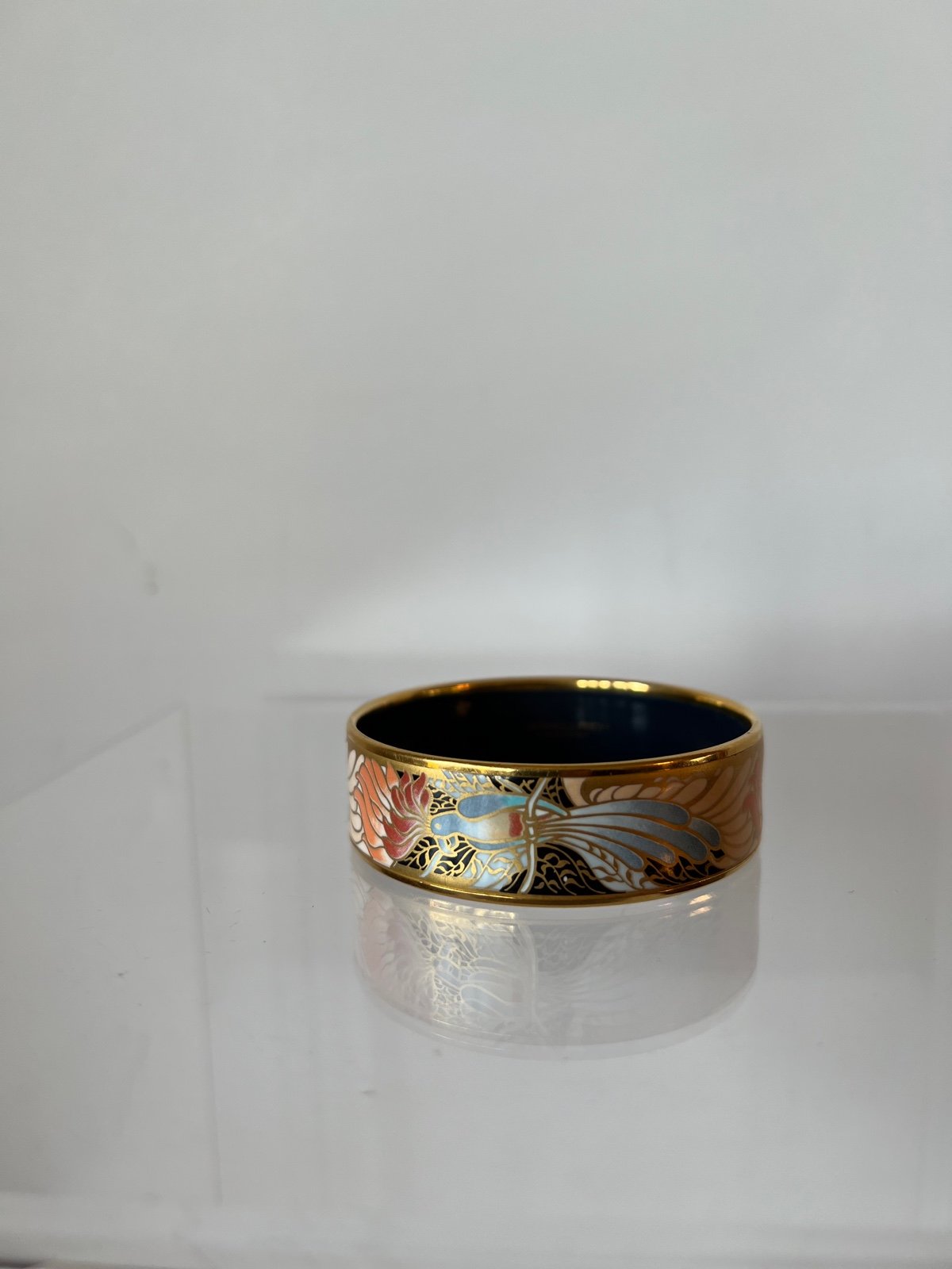 Vintage Michaela Frey gold and enamel bird bracelet