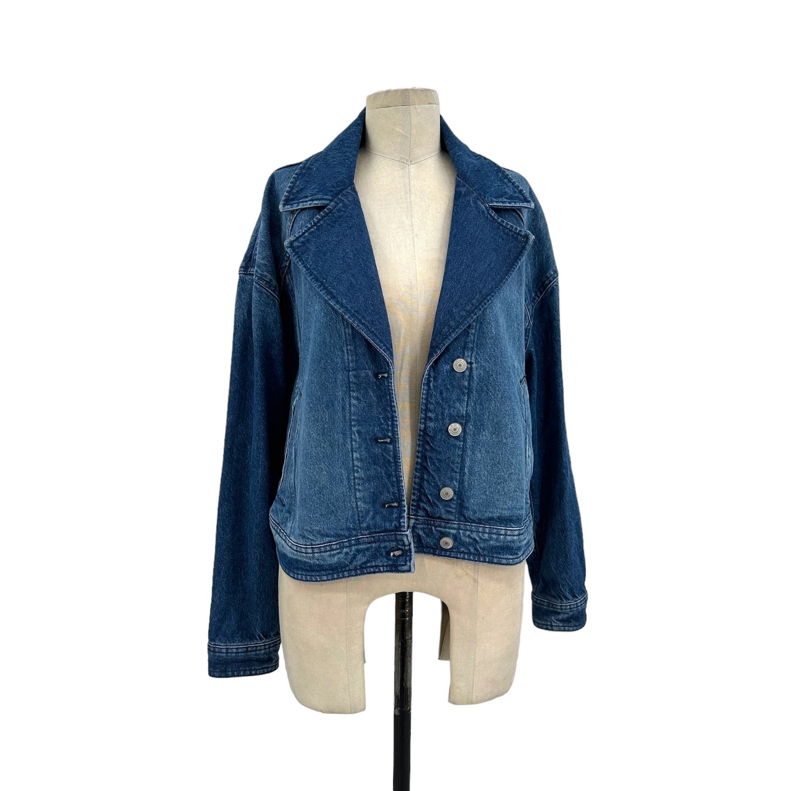 Free People Crop Denim Trucker Jacket In Gemini Wash Size Medium