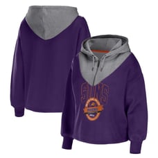 Women's M WEAR by Erin Andrews Purple Phoenix Suns Pieced Quarter-Zip Hoodie