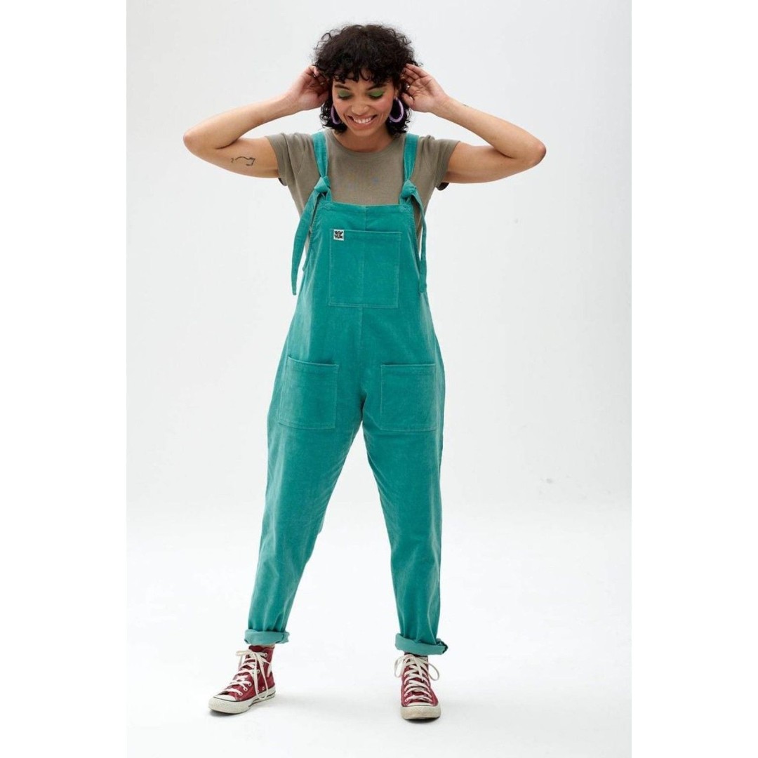 Lucy & Yak Luna Organic Twill Dungarees in Turquoise UK8R US 4R
