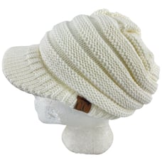 C.C Exclusives Cream Knit Fleece Lined Acrylic Brim Ponytail Hat Cap Women’s OS