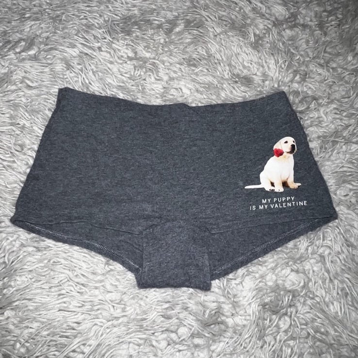 Valentine Victoria’s Secret PINK yellow lab dog rose boy shorts