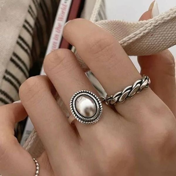 NEW Retro 925 Sterling Silver Dome Link Band Ring