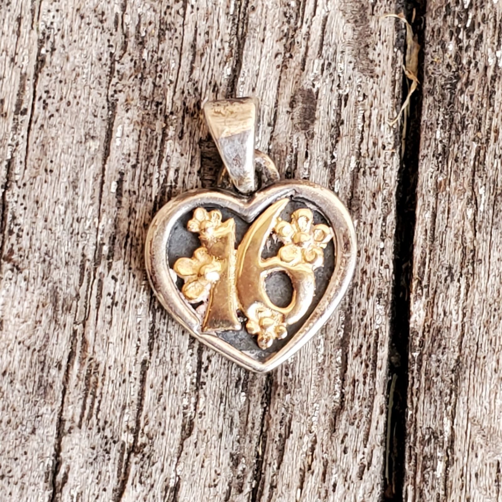 James Avery 16 Heart 925 14K Sweet Birthday Pendant