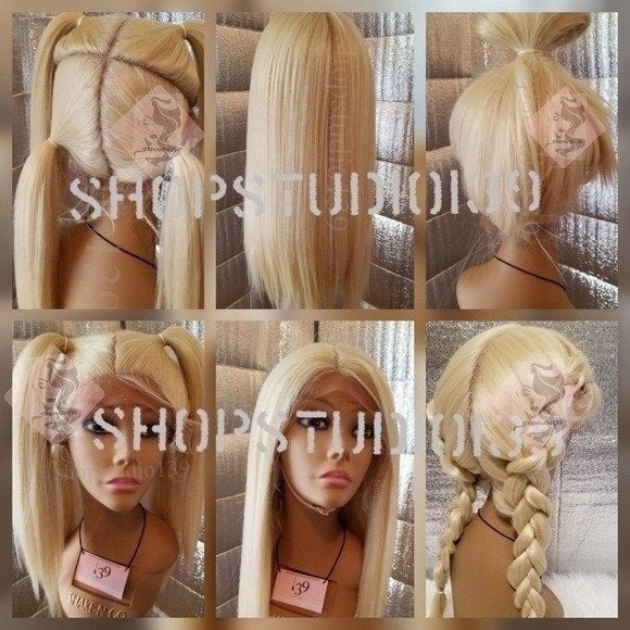 Blonde human lace front wig wow factor