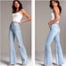 Denim Forum Aritzia The Jane High Rise Flare Light Blue Medium Denim Wash Size 2