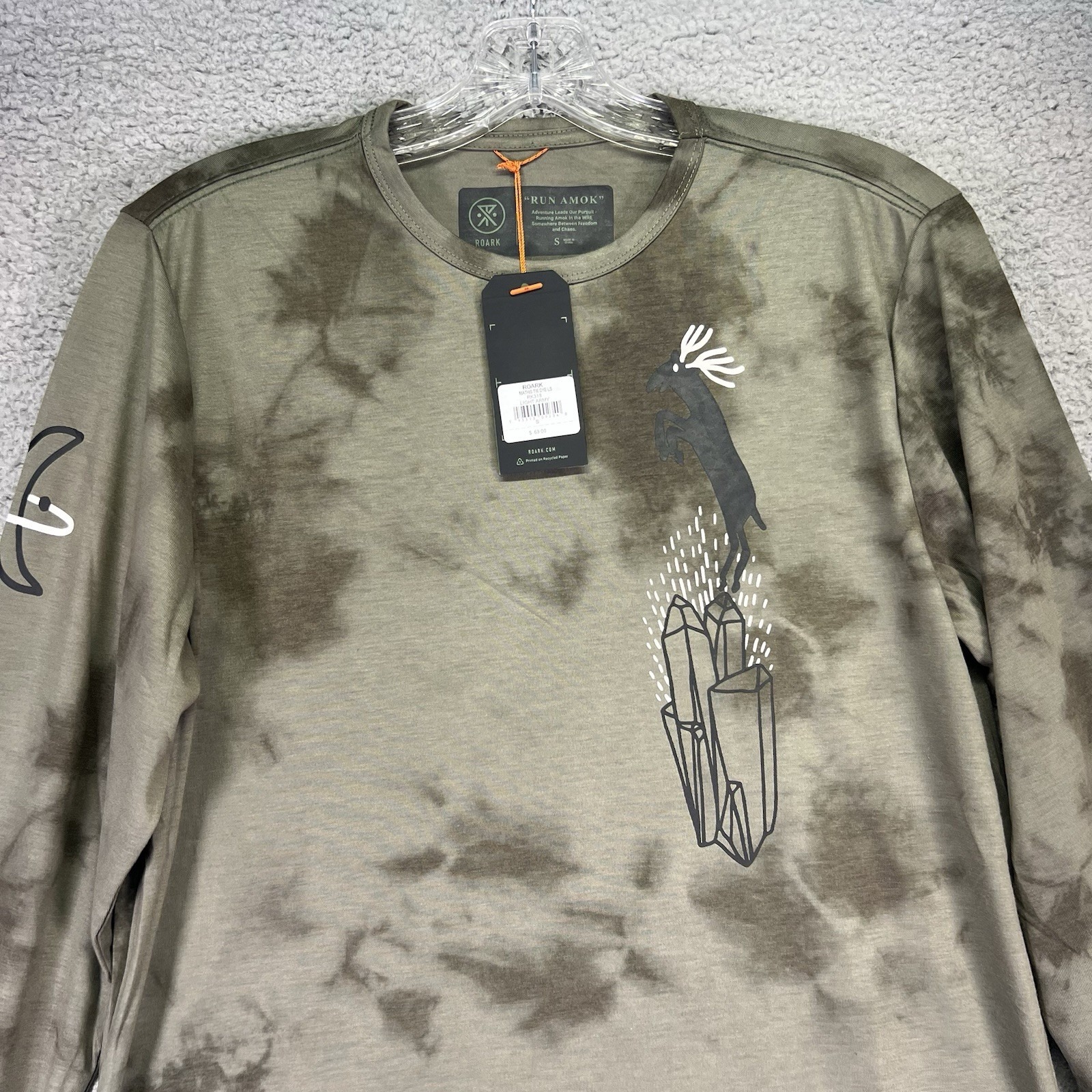 Roark Shirt Mens Small Light Army Green Mathis Tie Dye Long Sleeve Performance