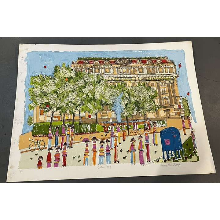 Vintage 1977 Lithograph Susan Pear Meisel Customs House Original Signed #'d/ 300