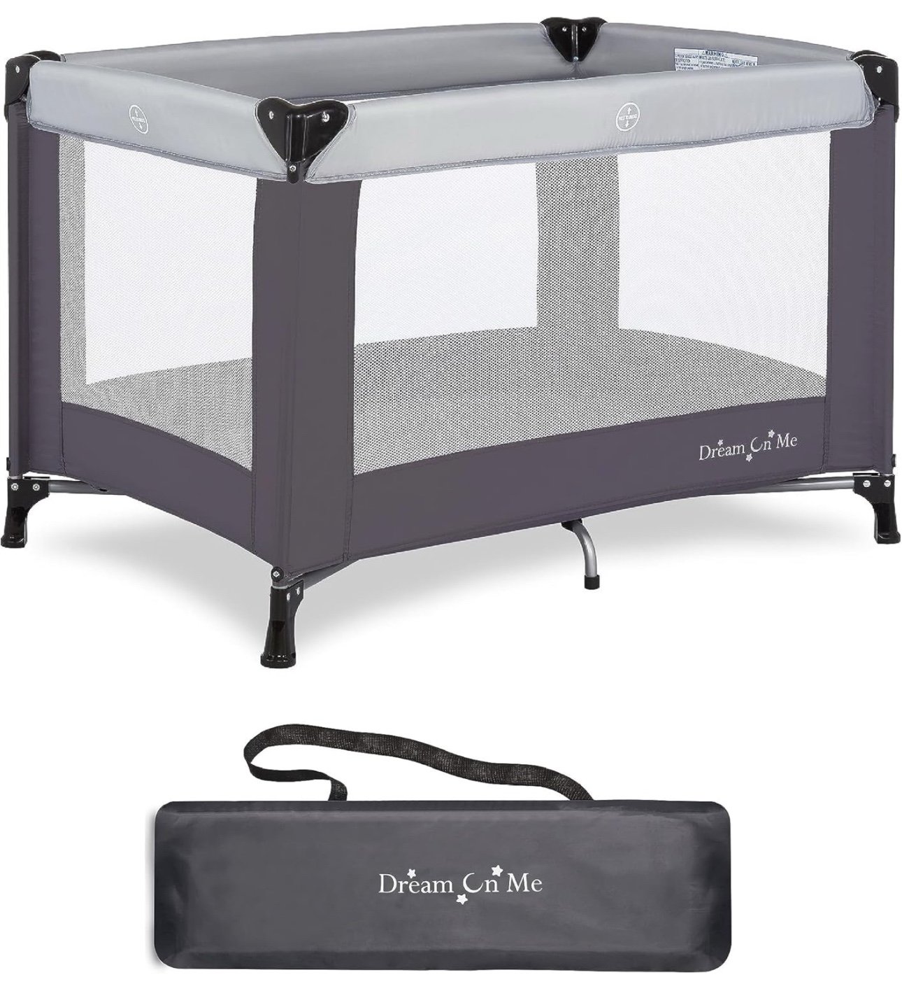 Dream On Me Nest Portable Playard in Grey with Carrybag