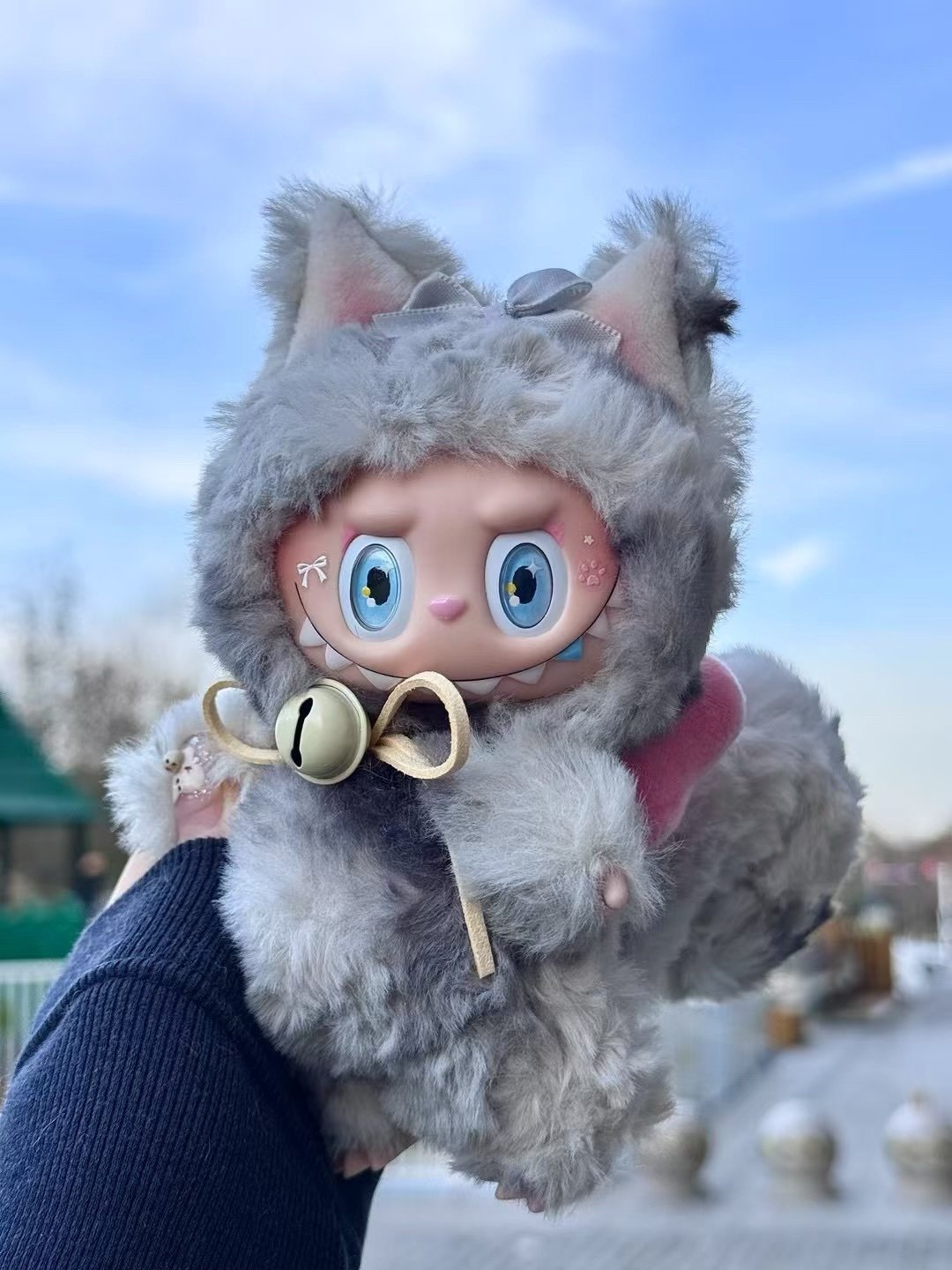 Labubu grey cat handmade customized