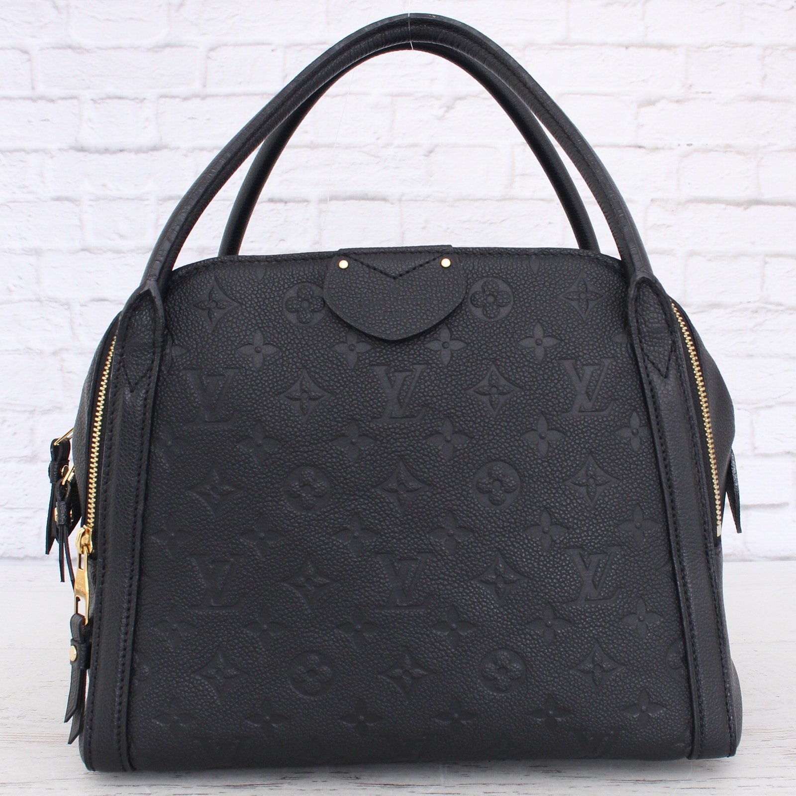 Louis Vuitton Marais MM Black Empreinte Satchel Tote Top Handle Handbag Purse LV