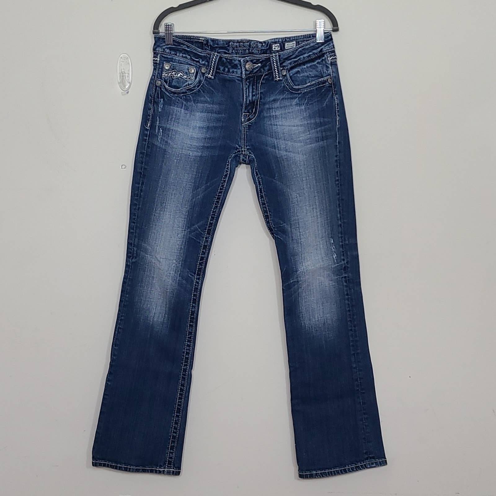 Miss Me Easy Boot Cut Flap Pocket Blue Size 29