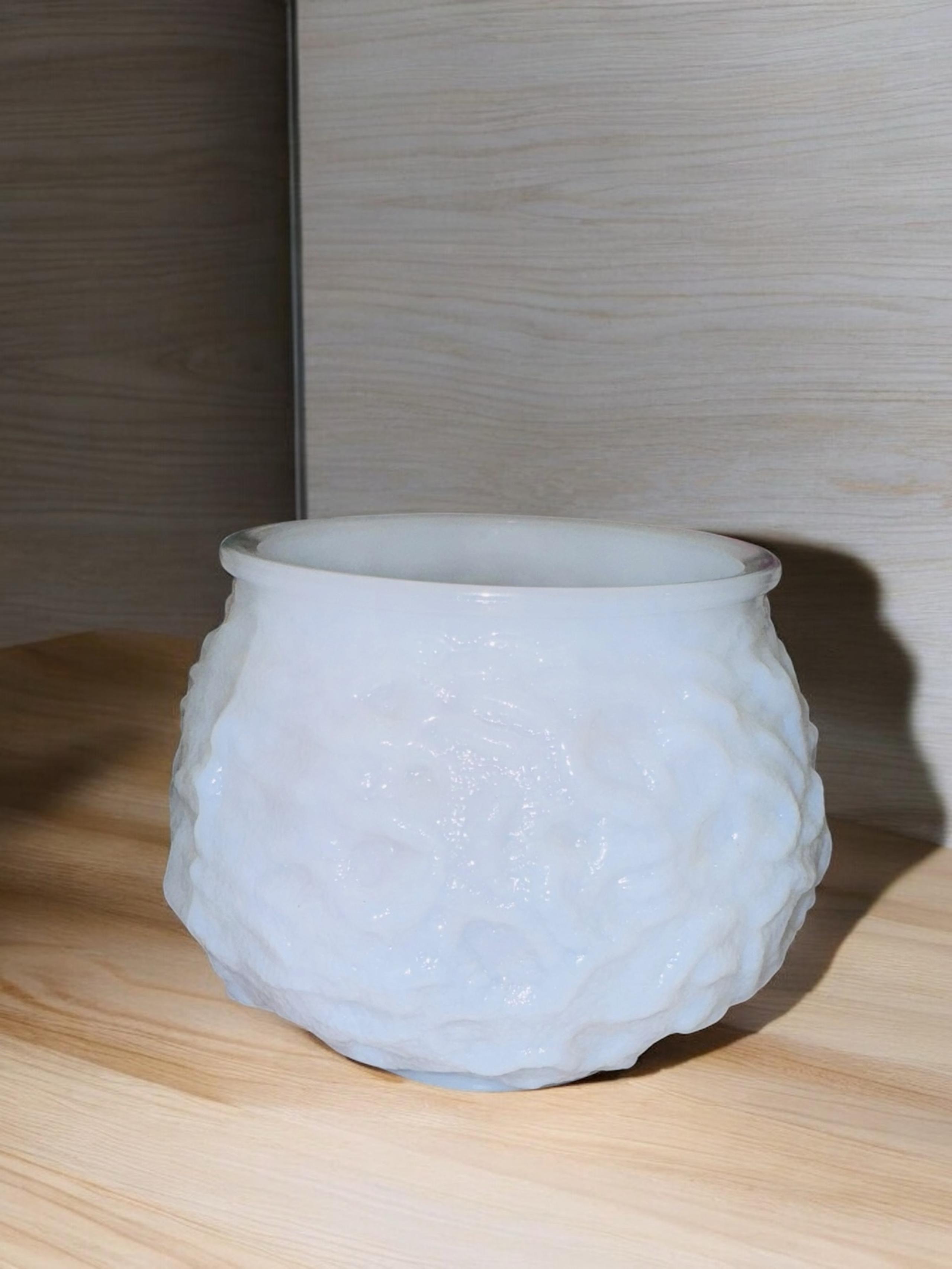Vintage E.O. Brody Textured Milk Glass Vase Planter