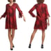 Calvin Klein Dress Boho Snake Print 3/4 Ruffle Sleeve Mini Shift Red Sz 6