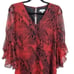 Calvin Klein Dress Boho Snake Print 3/4 Ruffle Sleeve Mini Shift Red Sz 6