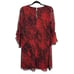 Calvin Klein Dress Boho Snake Print 3/4 Ruffle Sleeve Mini Shift Red Sz 6