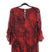 Calvin Klein Dress Boho Snake Print 3/4 Ruffle Sleeve Mini Shift Red Sz 6