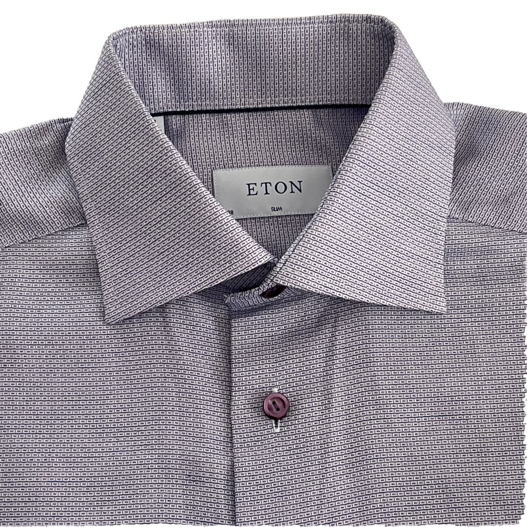New Eton Slim Fit Light Purple Dress Shirt Mens Size 15 38 (CO41#28