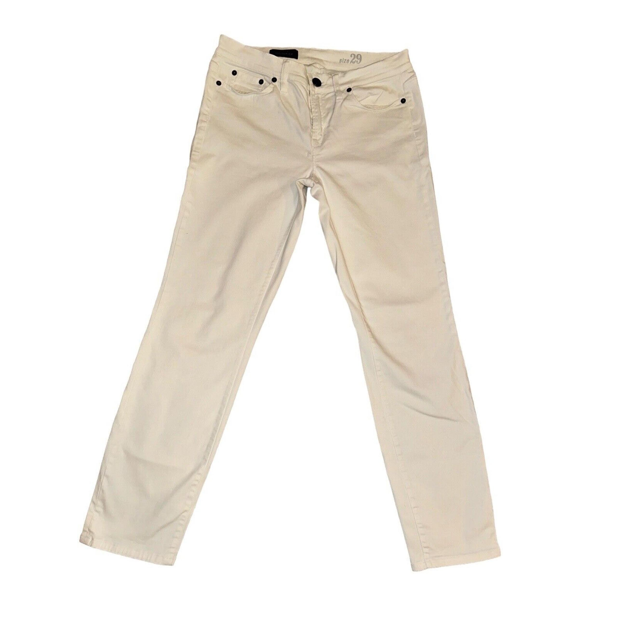 J Crew Womens 29 Denim Jeans White Toothpick Skinny Ankle Mid Rise Stretch