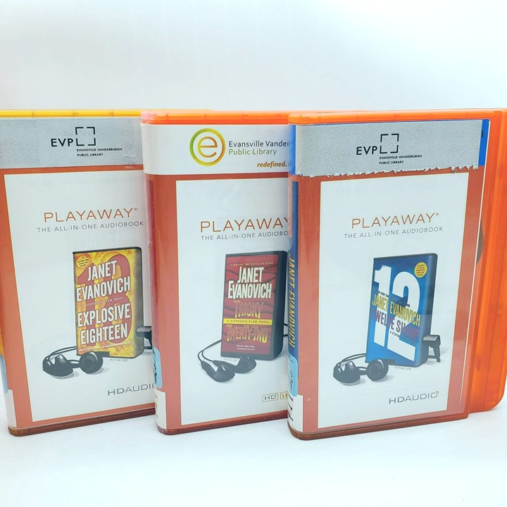 Playaway Audiobook Ex-Library-Lot of 3 Janet Evanovich Tricky Twenty Two/Twelve