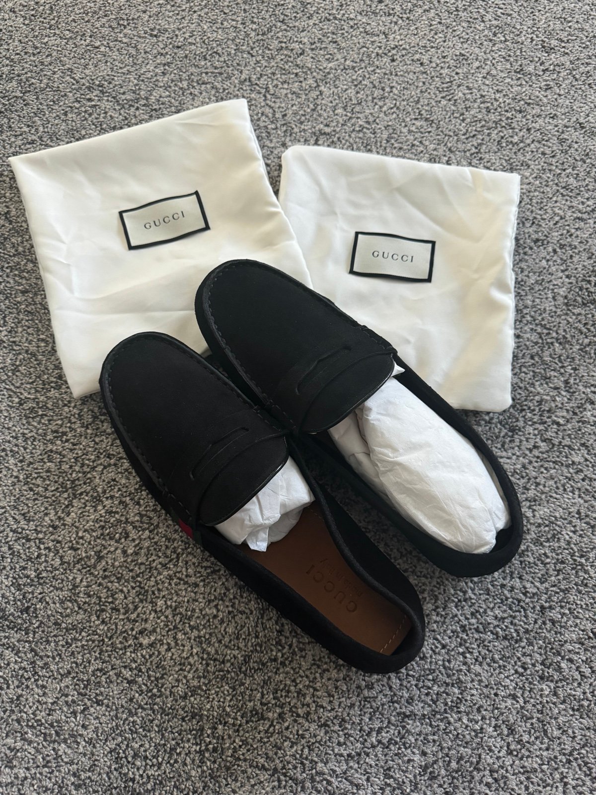 Gucci Black Driver Moccasins - New