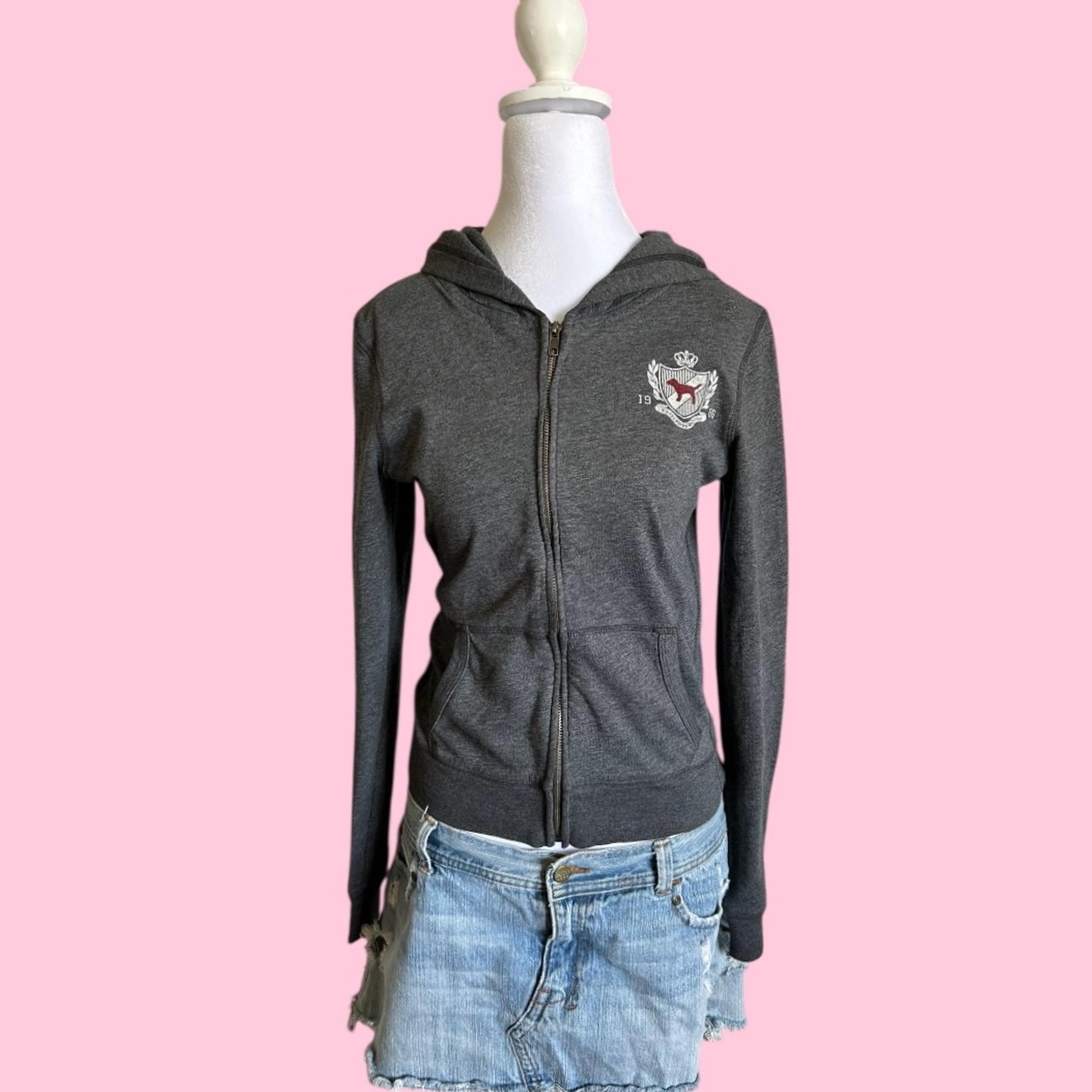 Vintage Victorias Secret Pink Grey Zip Up Hoodie