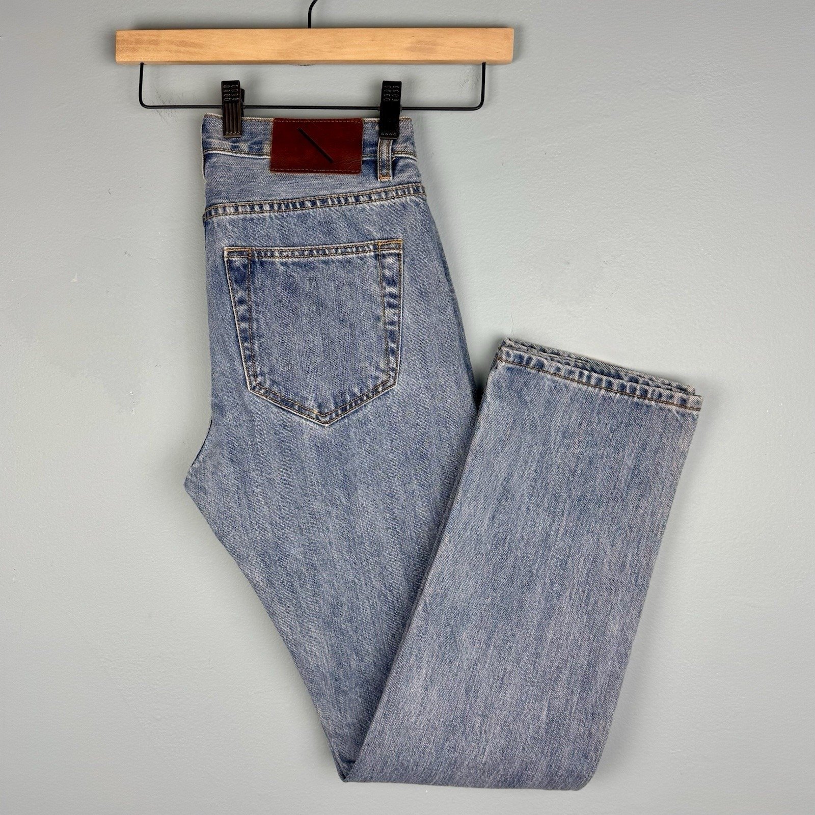 Saturdays Surf NYC Mens 30x31 Selvedge Denim Light Blue Wash Slim Fit Luke Jean