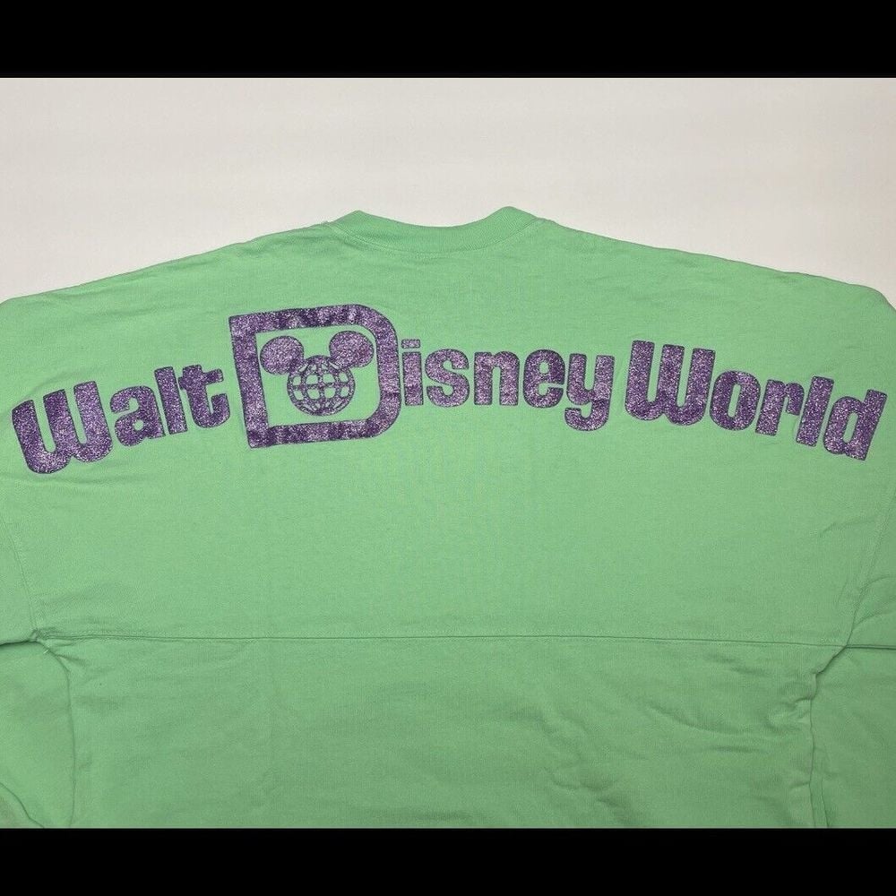 Disneyland Parks Resort Spirit Jersey Size XS Green Purple Glitter Authentic