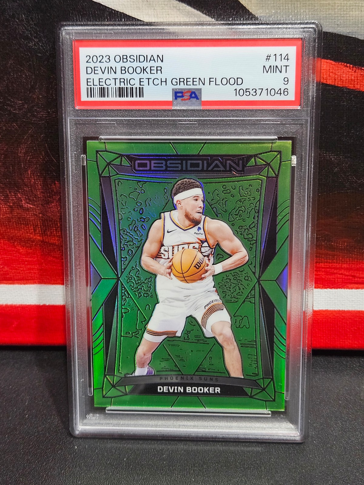 PSA 2023 Obsidian Devin Booker /25 Electric Etch Green Flood Suns