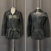 Vintage 90s y2k Bratz Black Leather Mid Length Belted Insulated Coat Jacket