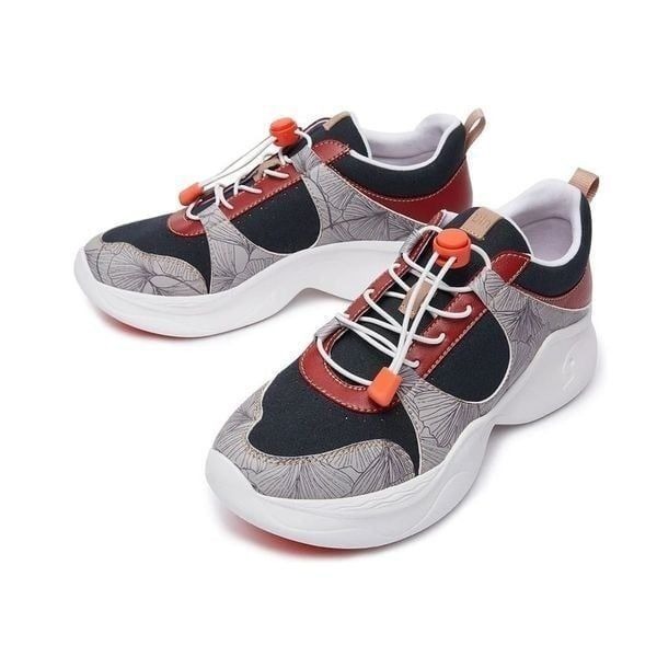 UIN Women's Chunky Fashion Sneakers Walking Casual Shoes (Fall-Dark Red )No Box
