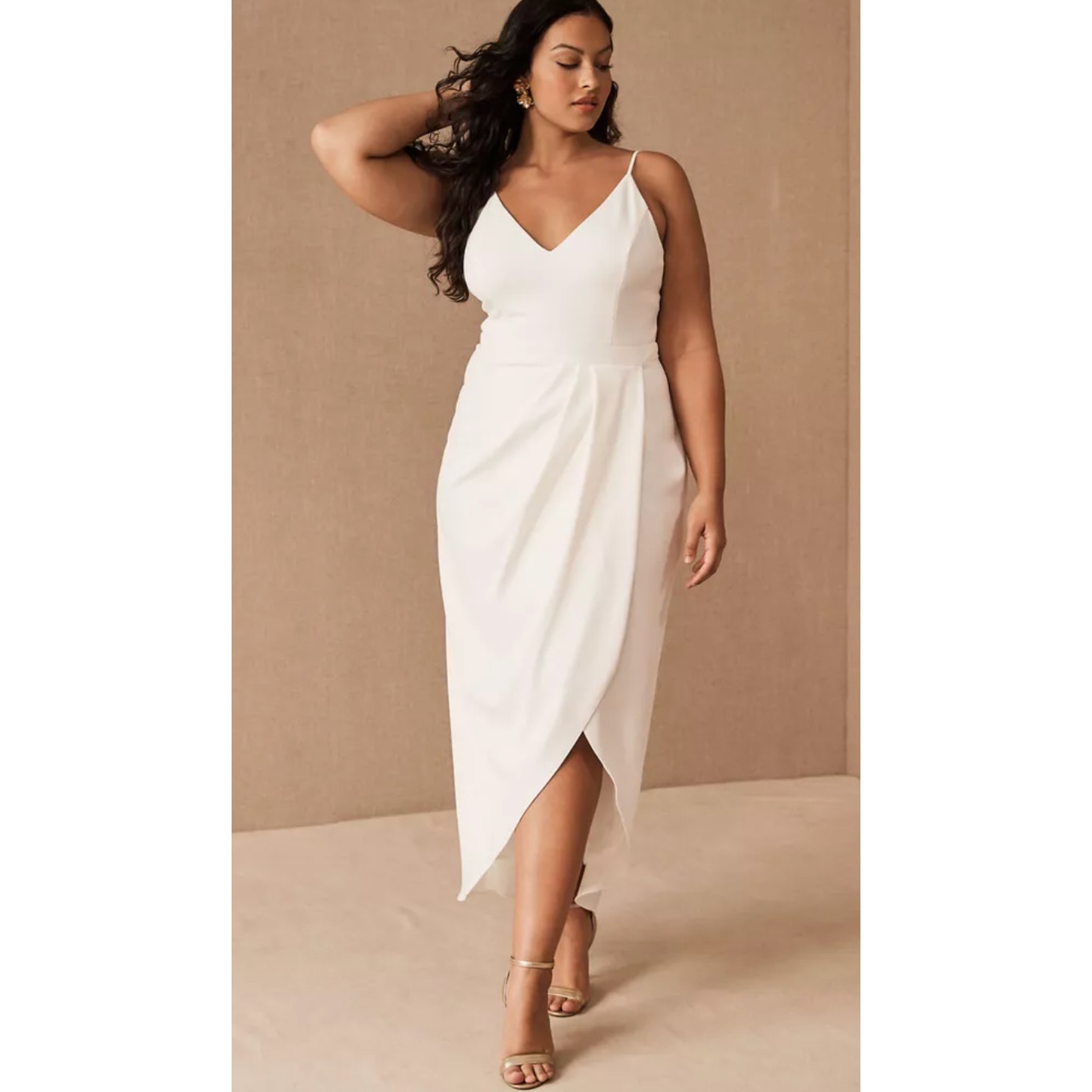 BHLDN Caron V-Neck Sleeveless Crepe Dress White Size 6